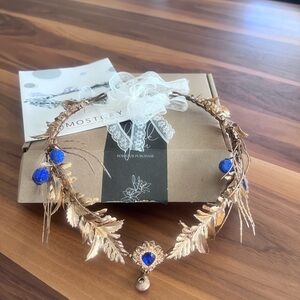 Blue and Gold Leaf Hairband